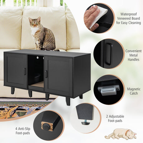 Arenero para gatos de 2 puertas con entrada serpenteante y rascador
