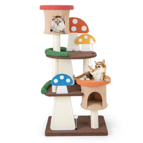 Árbol para gatos 4 en 1 con 2 condominios y plataformas para interiores-multicolor