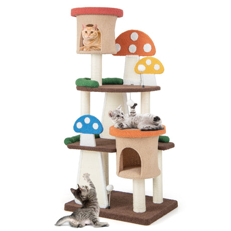 Árbol para gatos 4 en 1 con 2 condominios y plataformas para interiores-multicolor