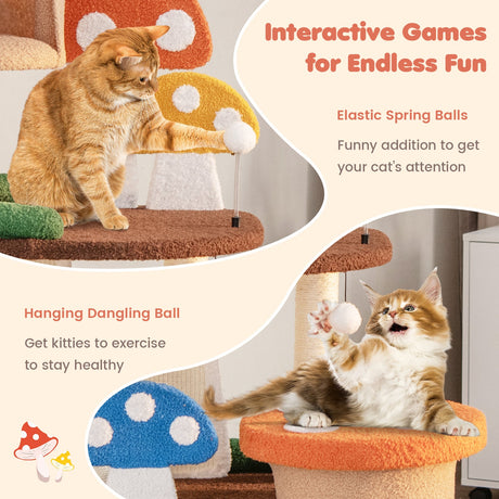 Árbol para gatos 4 en 1 con 2 condominios y plataformas para interiores-multicolor