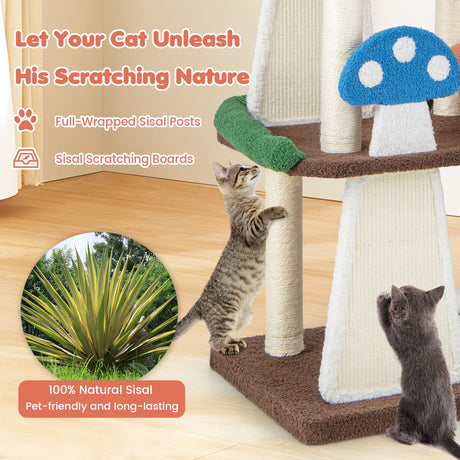 Árbol para gatos 4 en 1 con 2 condominios y plataformas para interiores-multicolor