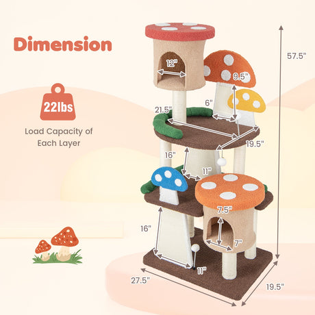 Árbol para gatos 4 en 1 con 2 condominios y plataformas para interiores-multicolor