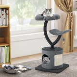 Árbol para gatos de interior con estructura de soporte metálica curvada para gatos grandes y pequeños - Gris