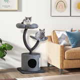 Árbol para gatos de interior con estructura de soporte metálica curvada para gatos grandes y pequeños - Gris