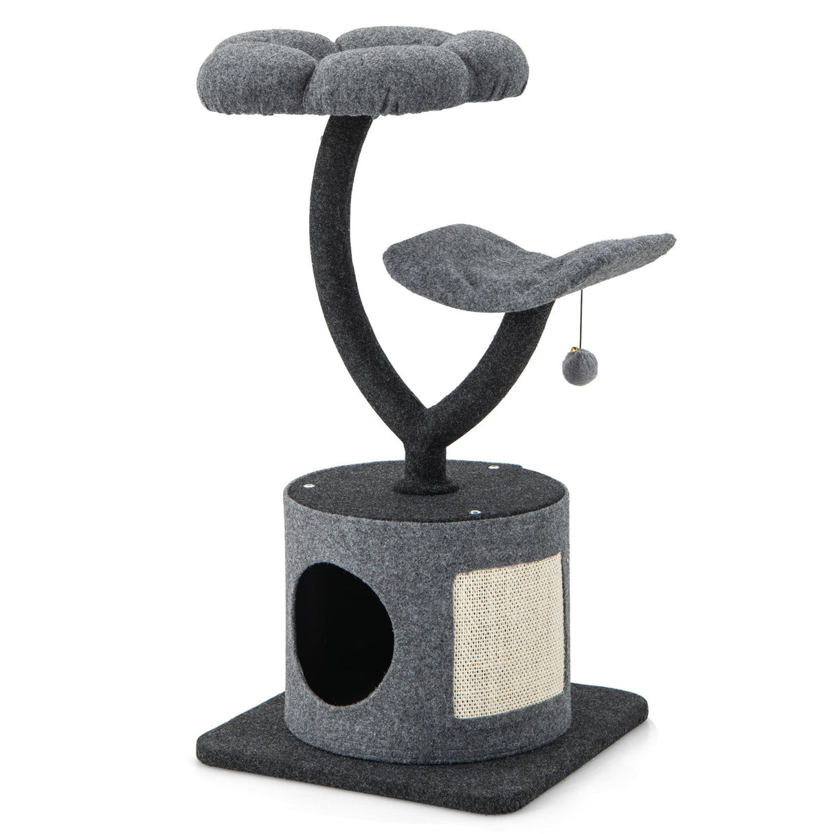 Árbol para gatos de interior con estructura de soporte metálica curvada para gatos grandes y pequeños - Gris