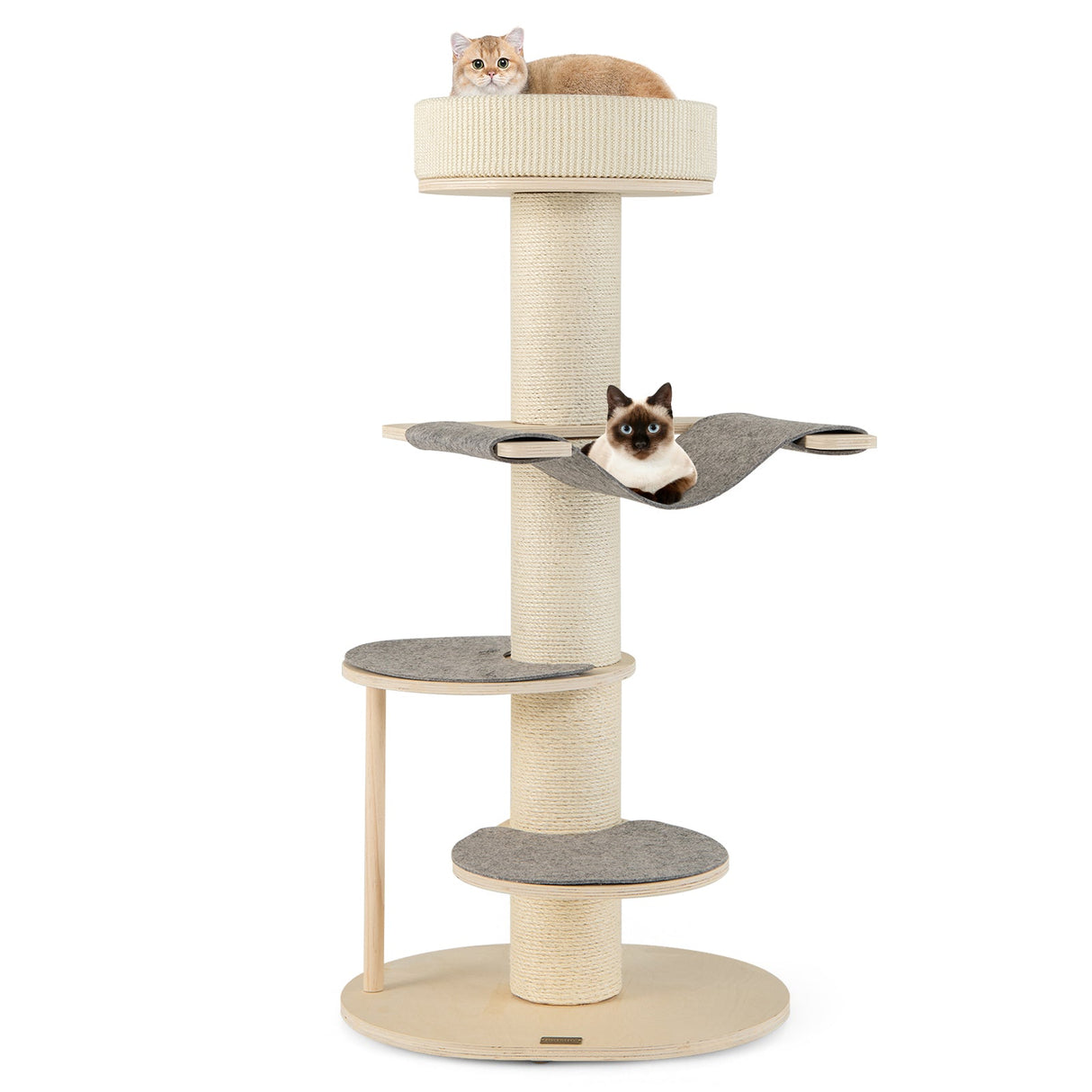 Árbol rascador para gatos de 47 pulgadas para interiores con postes rascadores de sisal engrosado - Gris