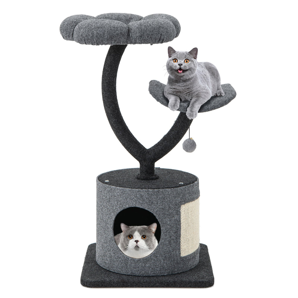 Árbol para gatos de interior con estructura de soporte metálica curvada para gatos grandes y pequeños - Gris