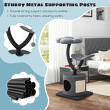 Árbol para gatos de interior con estructura de soporte metálica curvada para gatos grandes y pequeños - Gris