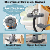 Árbol para gatos de interior con estructura de soporte metálica curvada para gatos grandes y pequeños - Gris