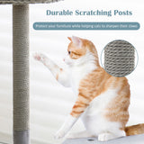 Torre para gatos de 42 pulgadas de alto con estructura de metal curvado para gatos grandes y pequeños - Gris