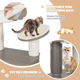 Torre moderna 2 en 1 para gatos con recinto para arenero para gatos de interior-Gris
