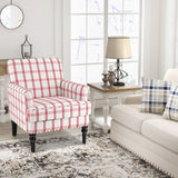 Sillón Moderno Tapizado Acolchado con Patas de Madera de Caucho