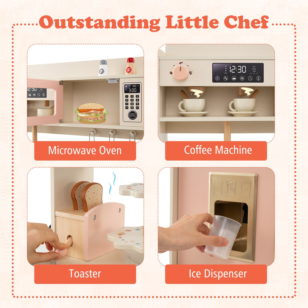 Juego de cocina de juguete de imitación para niños con luz y sonido