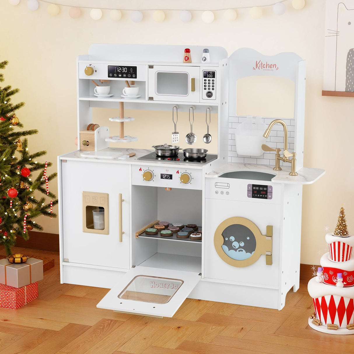 Juego de cocina de juguete de imitación para niños con luz y sonido