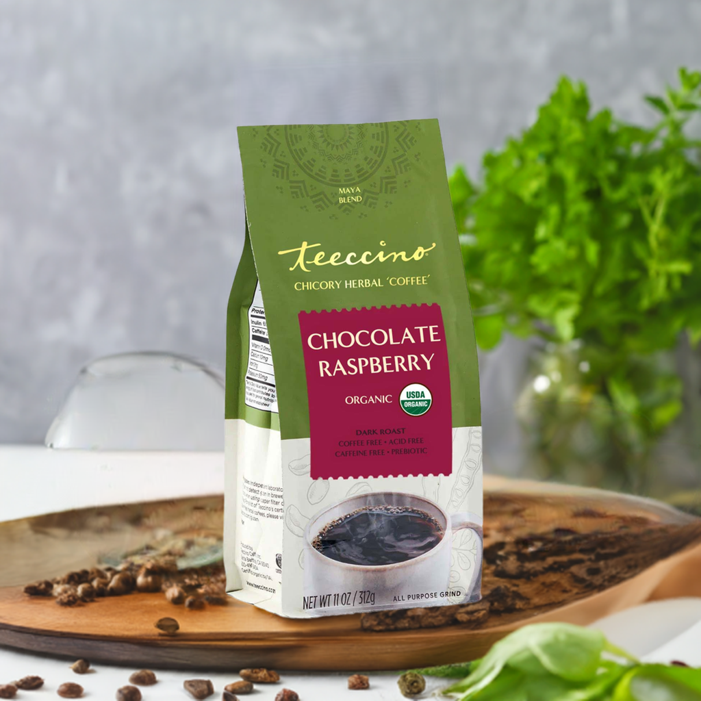 Café de hierbas achicoria, chocolate y frambuesa