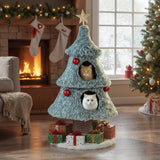 Árbol de Navidad para Gatos de Interior de 48.5 Pulgadas, Bonita Torre para Gatos con 2 Grandes Condominios y Rascador - Verde