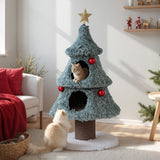 Árbol de Navidad para Gatos de Interior de 48.5 Pulgadas, Bonita Torre para Gatos con 2 Grandes Condominios y Rascador - Verde