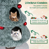 Árbol de Navidad para Gatos de Interior de 48.5 Pulgadas, Bonita Torre para Gatos con 2 Grandes Condominios y Rascador - Verde