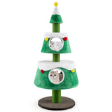 Árbol de Navidad para gatos de interior, torre para gatos con 2 condominios, diseño de vacaciones, color verde