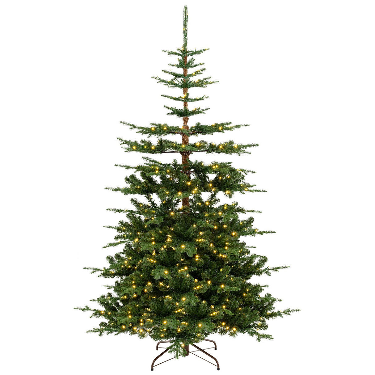 Árbol de Navidad artificial de 7 pies con bisagras, preiluminado y con 1303 puntas de ramas