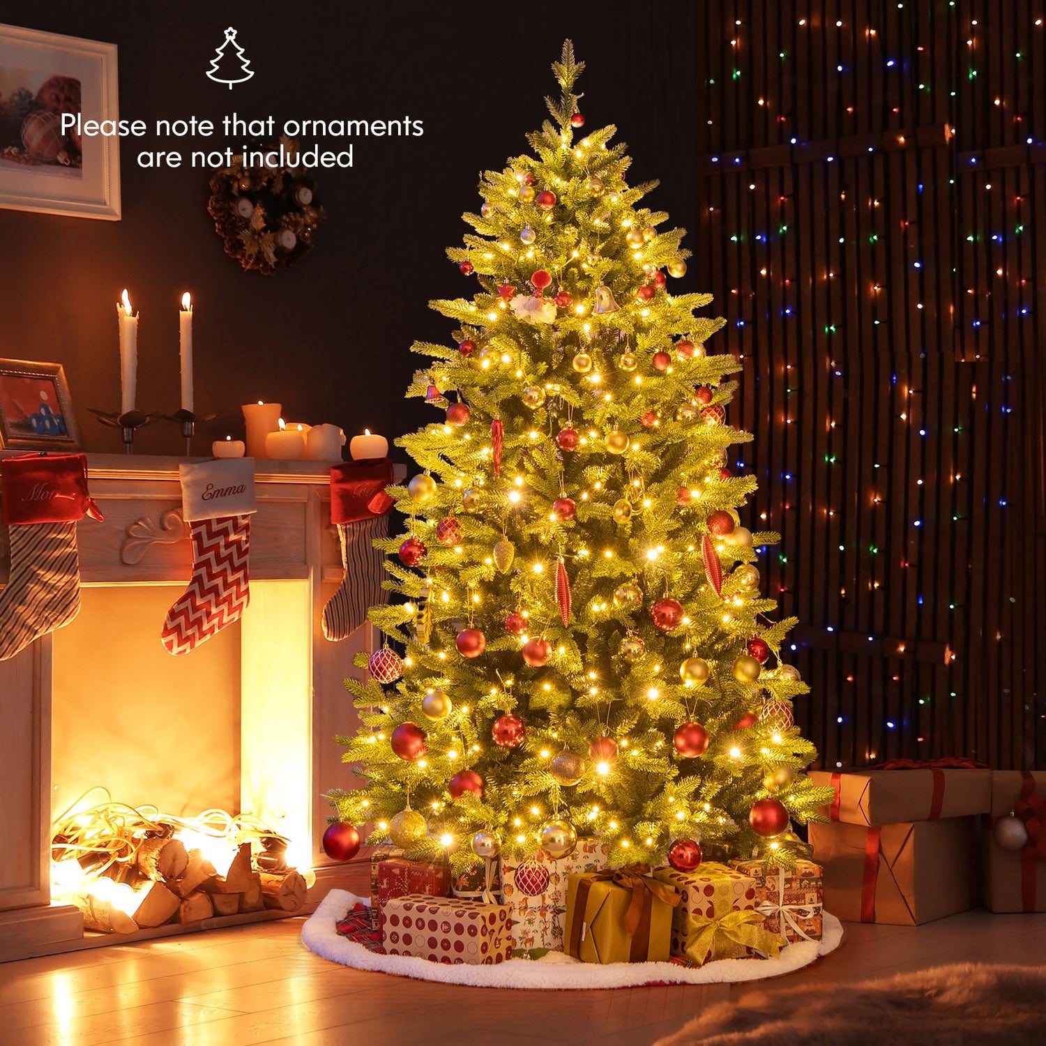 Árbol de Navidad Artificial de 1.5 m con Bisagras, 11 Modos de Iluminación y Control Remoto