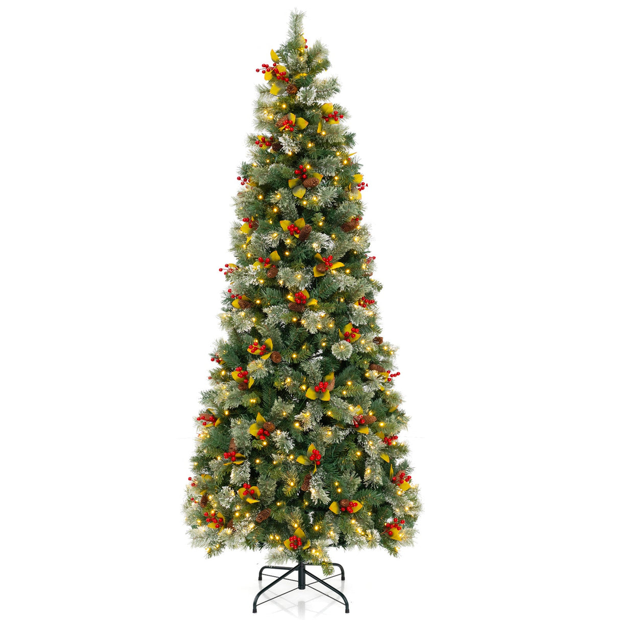 Árbol de Navidad artificial preiluminado de 5/7.5/9 FT con 453/1096/1416 agujas de PVC y pino
