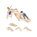 Triángulo de escalada Escalera Juguete Gimnasio de interior con rampa reversible-Multicolor