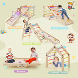 Triángulo de escalada Escalera Juguete Gimnasio de interior con rampa reversible-Multicolor