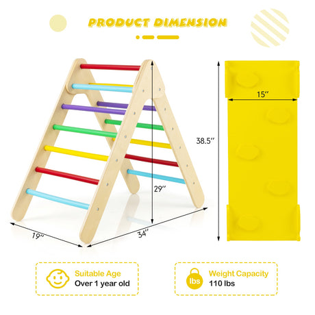 Juego de Triángulo de Escalada de Madera 3 en 1 con Rampa