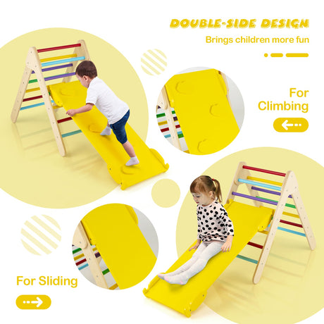 Juego de Triángulo de Escalada de Madera 3 en 1 con Rampa