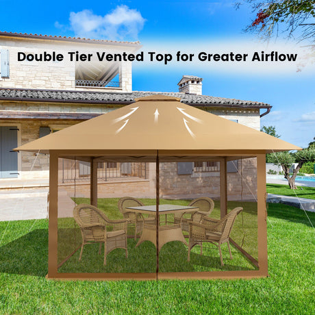 Carpa instantánea plegable de 13 x 13 pies con paredes de malla
