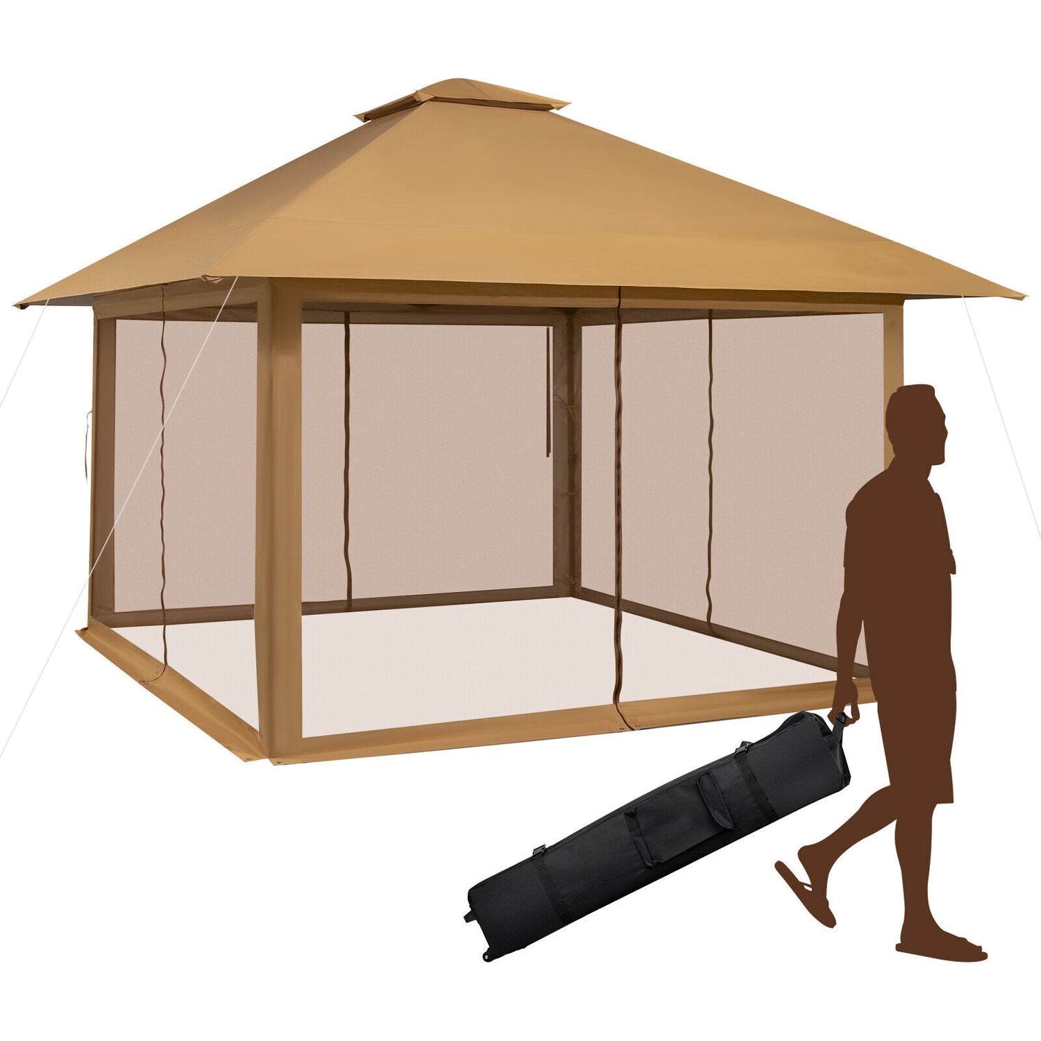 Carpa instantánea plegable de 13 x 13 pies con paredes de malla