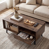 Mesa de centro rústica rectangular con almacenaje