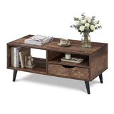 Mesa de centro rústica rectangular con almacenaje