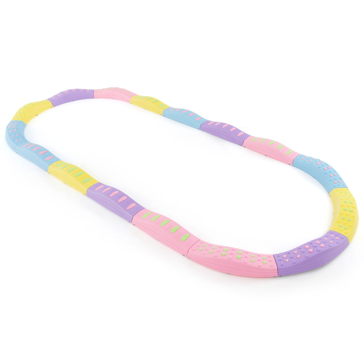 Viga de equilibrio ondulada colorida para niños con superficie texturizada y almohadillas antideslizantes para los pies