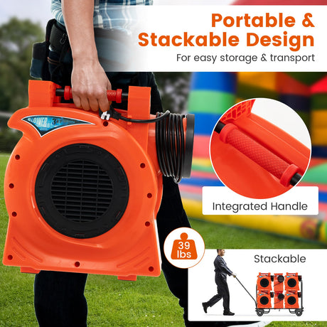 Ventilador de aire comercial de 2200W y 3 HP para casa inflable gigante de exterior