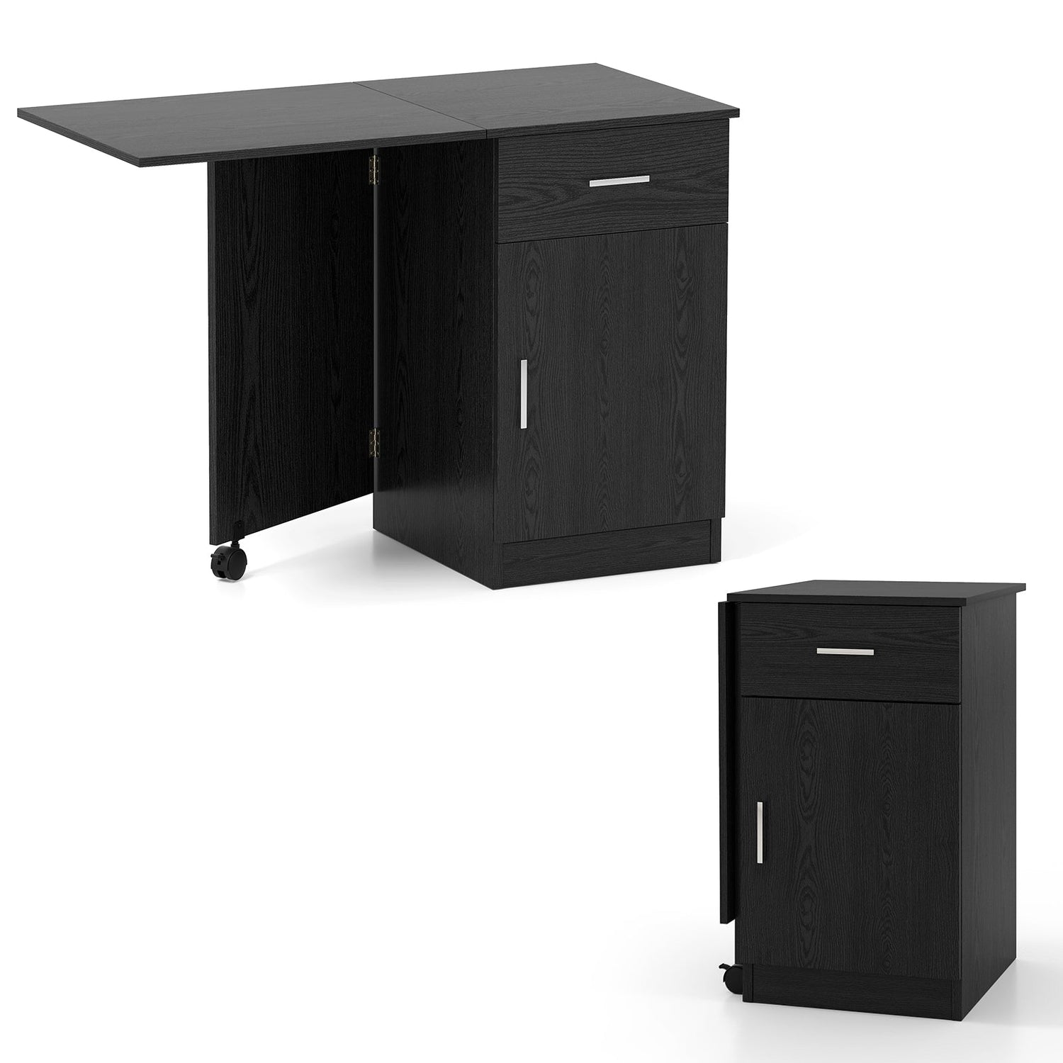 Escritorio plegable para ordenador con cajón, mesa móvil de oficina en casa con armario