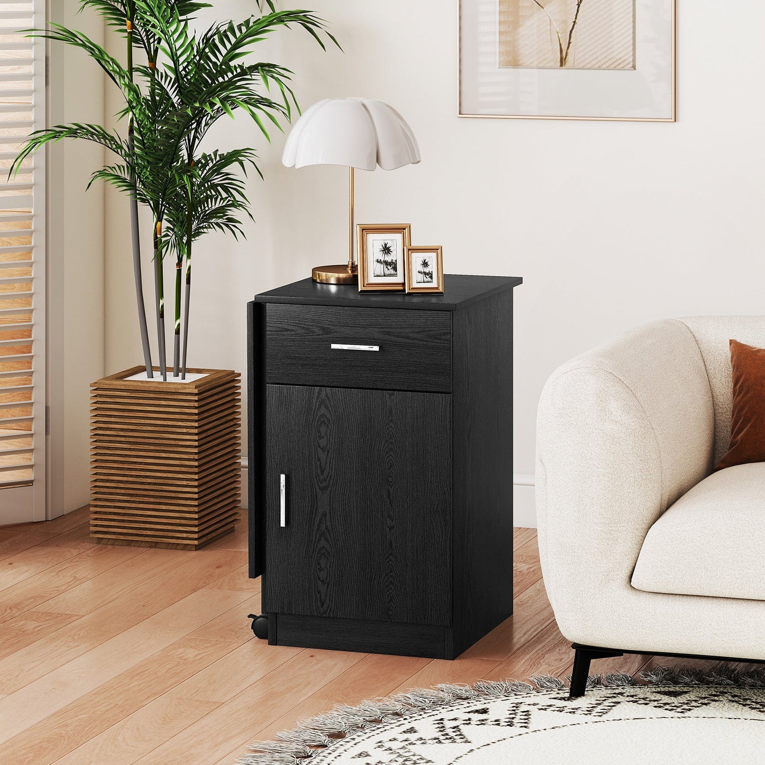 Escritorio plegable para ordenador con cajón, mesa móvil de oficina en casa con armario