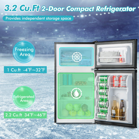 Refrigerador compacto de 3.2 pies cúbicos con 5 ajustes de temperatura