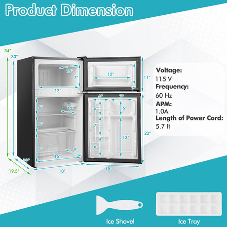 Refrigerador compacto de 3.2 pies cúbicos con 5 ajustes de temperatura