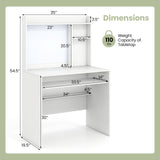 Compact Office Computer Desk with Hutch Magnetic Whiteboard-White