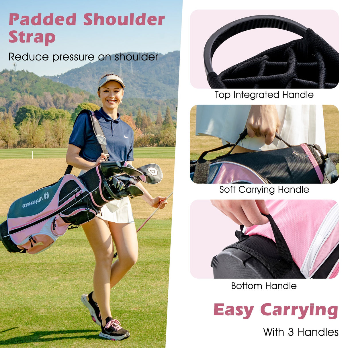 Juego completo de palos de golf para mujer diestra con cubierta para lluvia