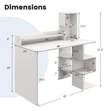 Modern Computer Desk with Storage Bookshelf and Hutch for Home Office