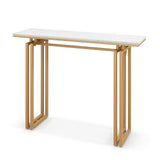Mesa Consola de 43,5 Pulgadas con Estructura de Metal Reforzado - Dorada