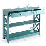 Console Table 3-Tier with Drawer and Storage Shelves