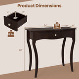 Console Table with Drawer and Solid Wood Frame-Espresso