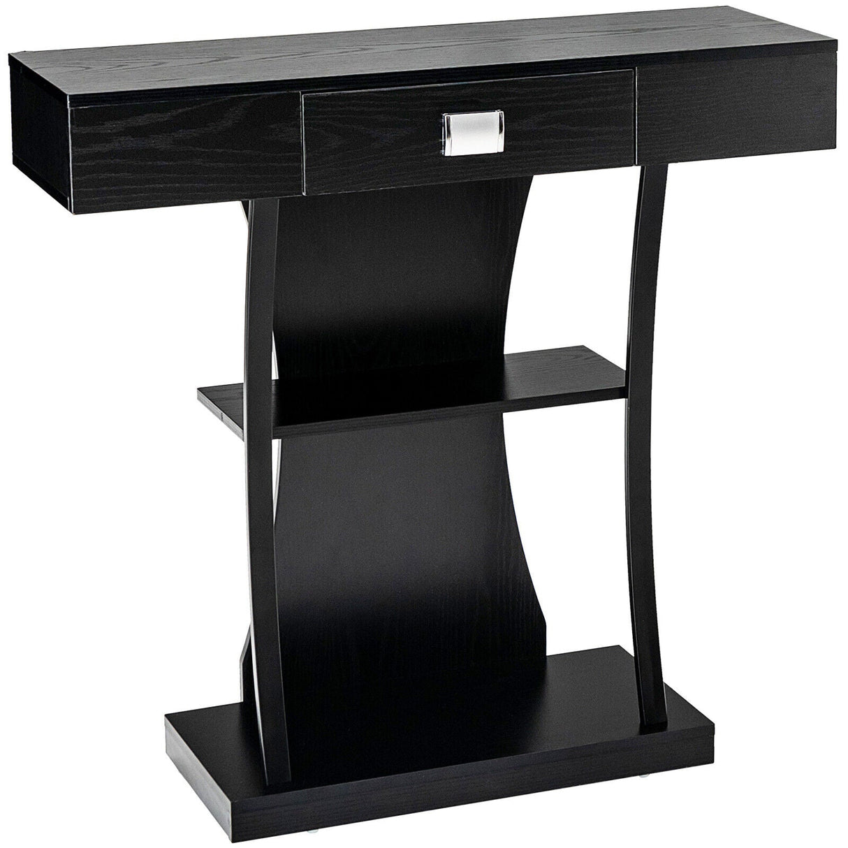 Mesa Consola con Cajón y Estantes de 2 Niveles para Entrada/Sala de Estar