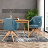 Juego Moderno Leathaire de 2 Sillones Giratorios con Patas de Madera de Haya