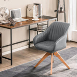 Juego Moderno Leathaire de 2 Sillones Giratorios con Patas de Madera de Haya