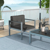 Sofá individual contemporáneo con reposabrazos de WPC y cojines de respaldo - Gris